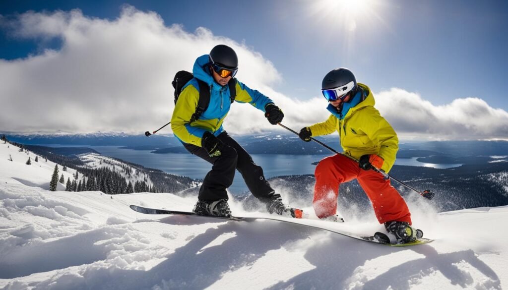 skiing and snowboarding in Lake Tahoe