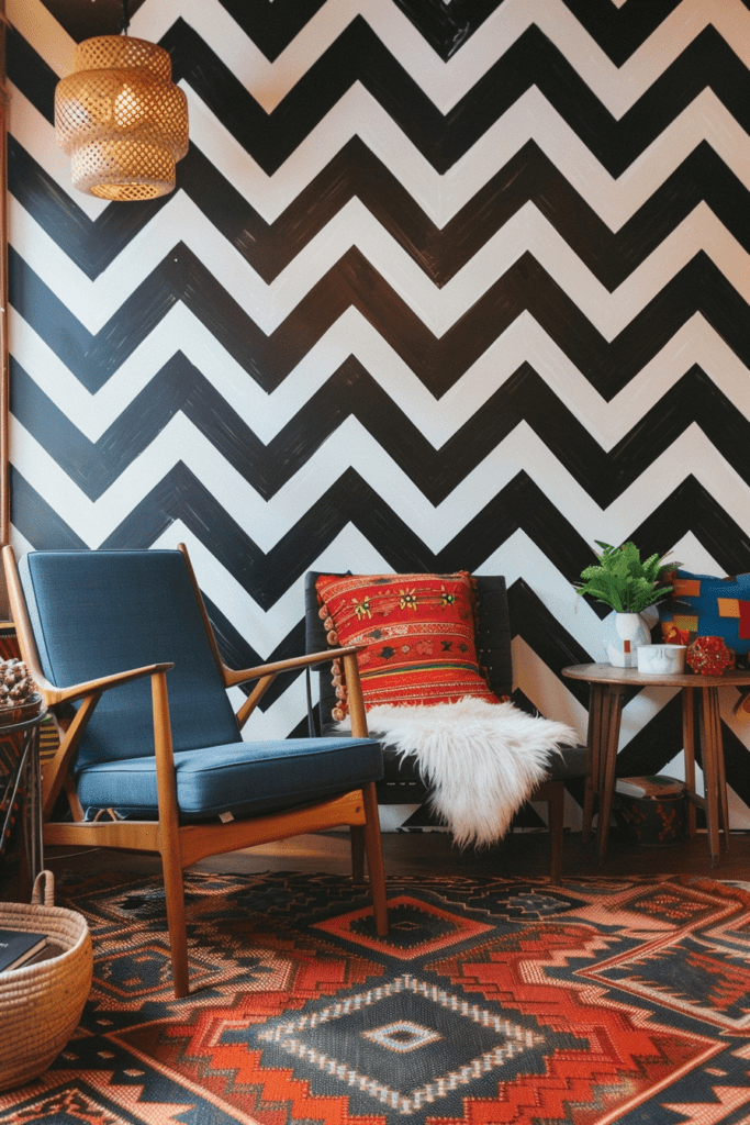 Dynamic Chevron Boho Wall