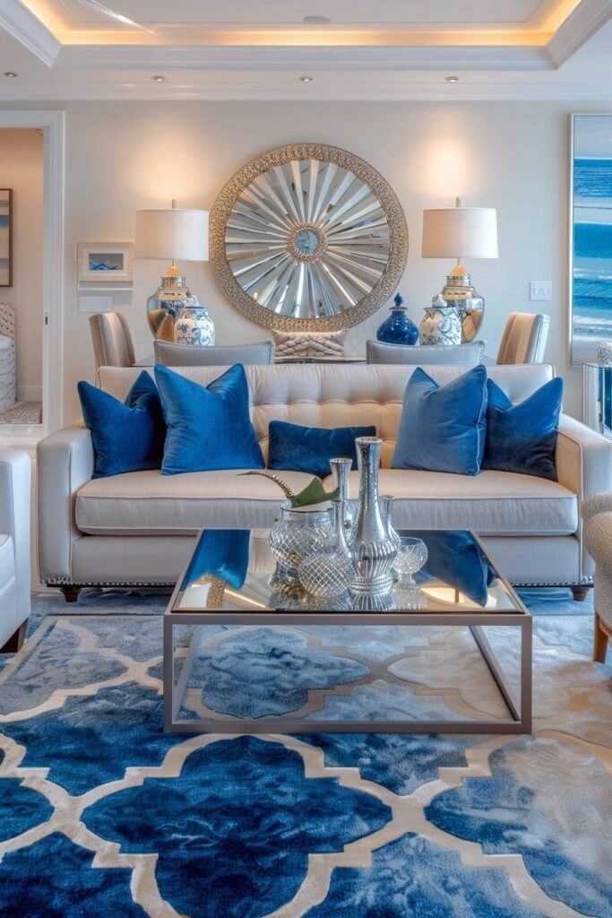 Art Deco-inspired coastal apartment living room