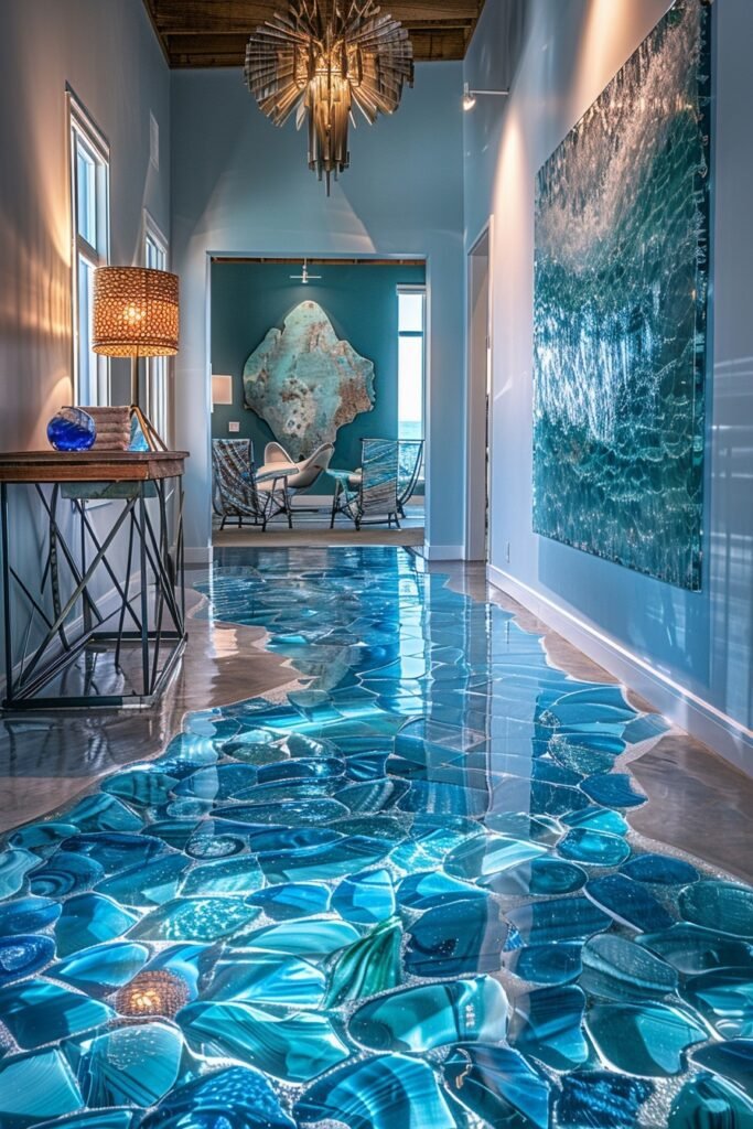 Artistic Sea Glass Foyer