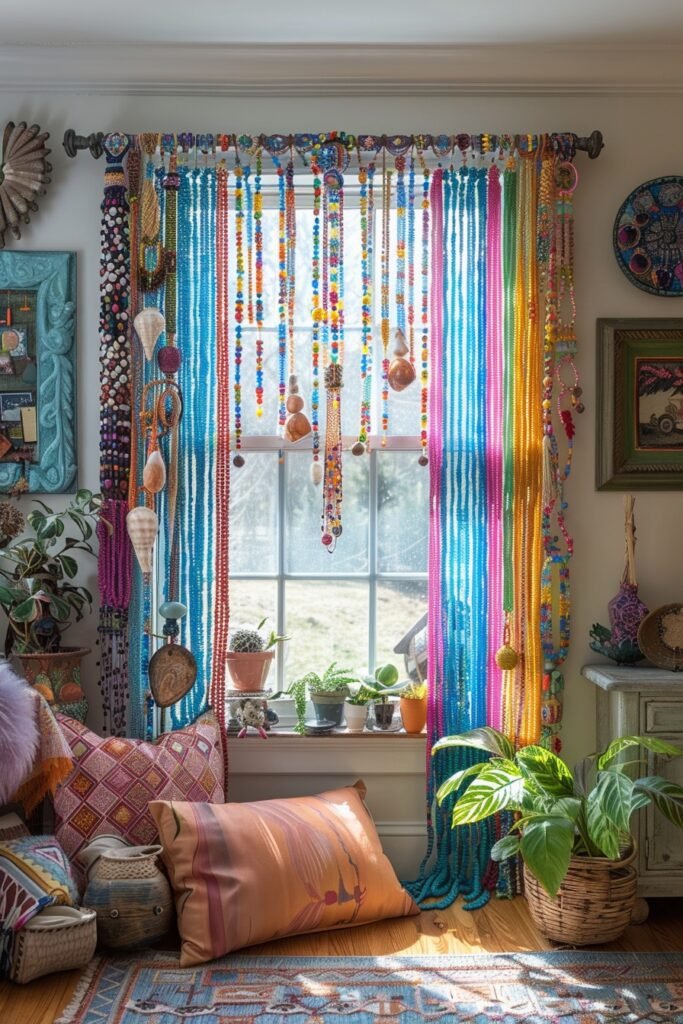 Beaded Bohemian Art Curtains