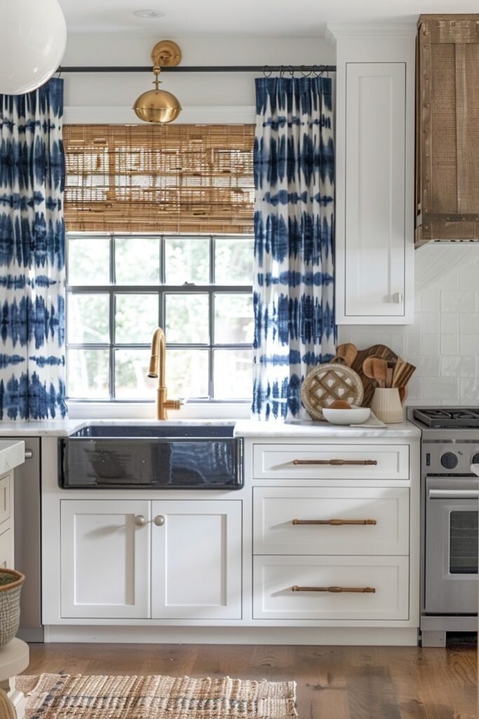 Blue Shibori Drapes