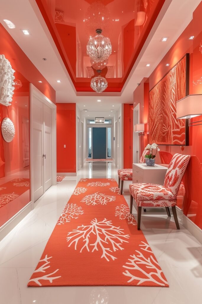 Chic Coral Motif Vestibule