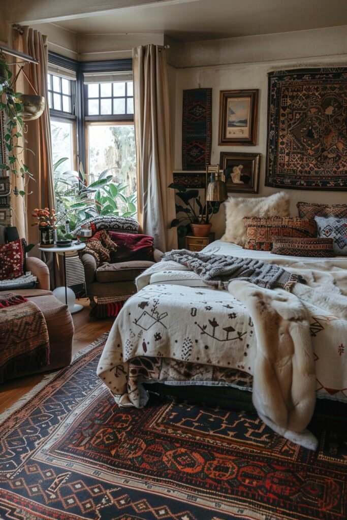 Comfortable Boho Hideaway: Bedroom Layout Ideas