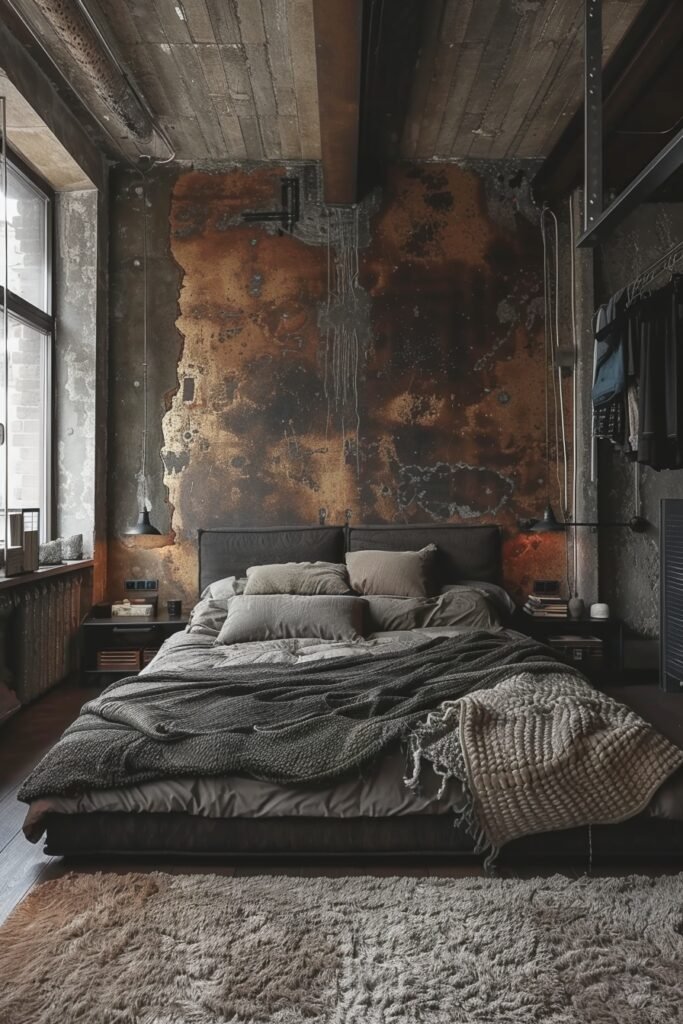 Concrete Industrial Bedroom