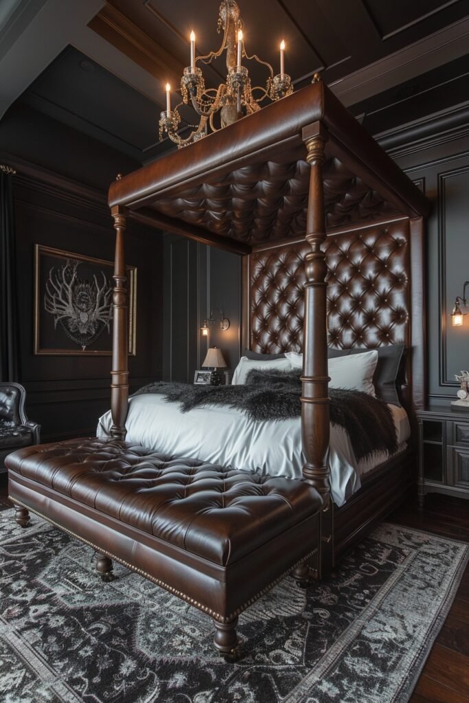 Contemporary Leather Canopy Beds