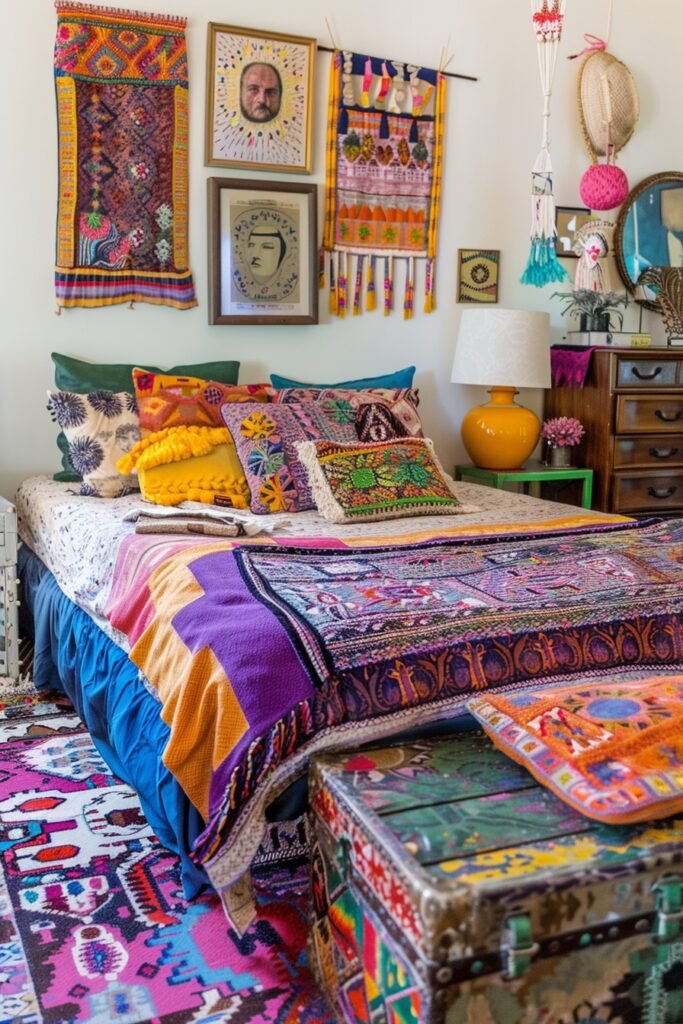 Lively Boho Escape: Bedroom Layout Ideas