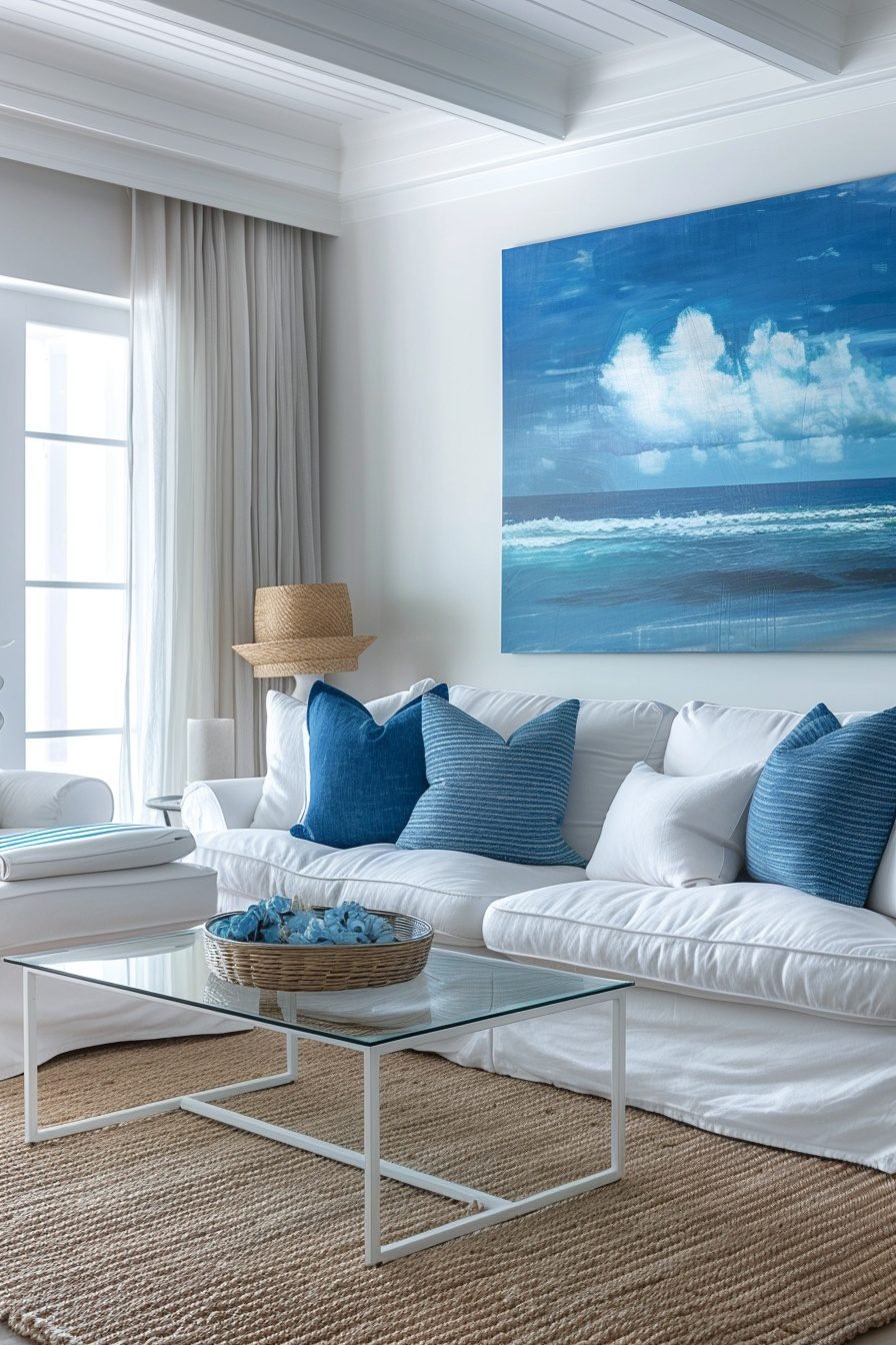 Beautiful view of Minimalist Coastal Living Room Decor
