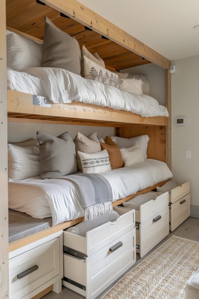 Modular Storage Bins under Lower Bunk