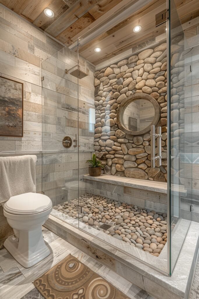 Pebble Stone Shower Bases