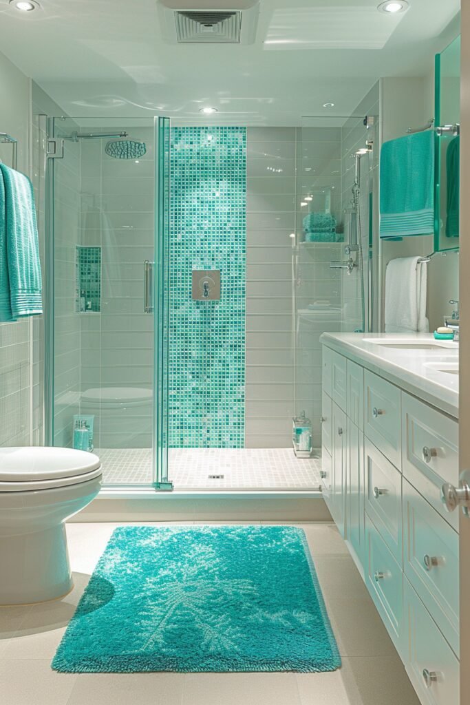 Sea Glass Mosaic Shower Walls