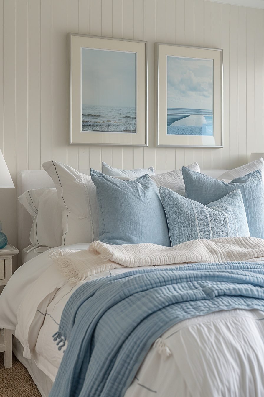 29 Coastal Apartment Decor Ideas For A Breezy Feel - Learn California - Textured Coastal Apartment Art For Bedrooms