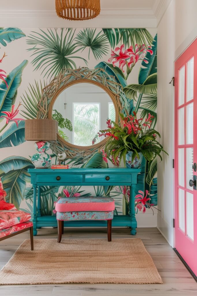 Tropical Beach Entryway with Vibrant Colors