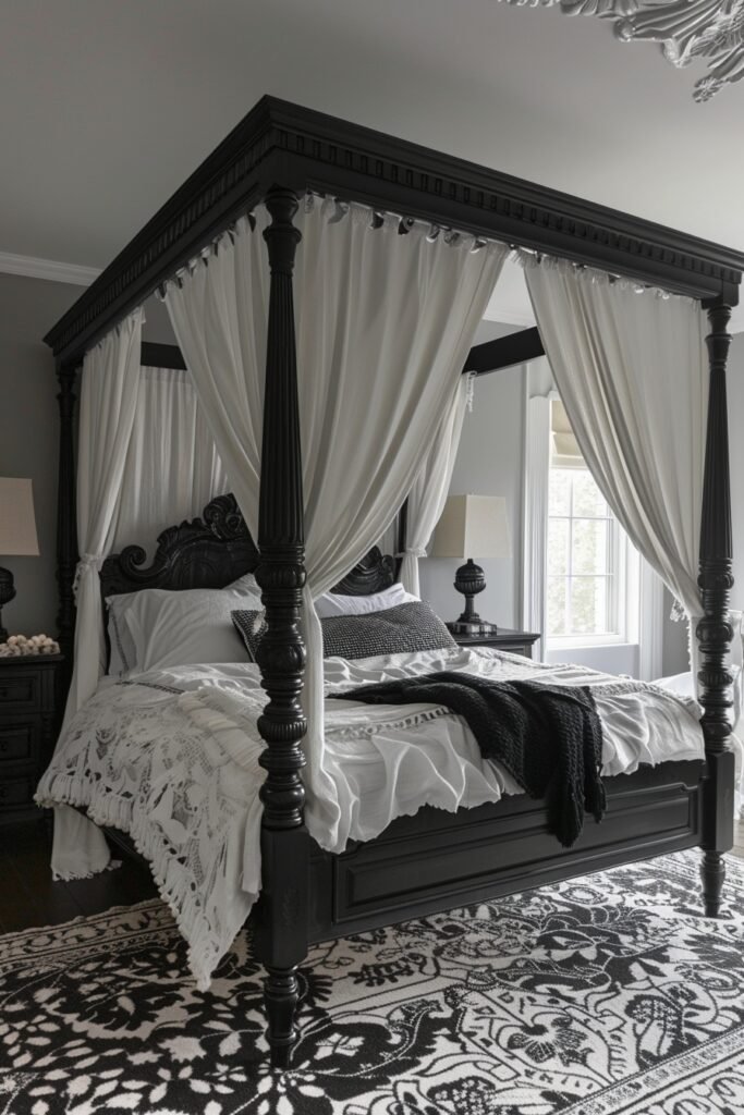 Unified Monochrome Canopy Beds