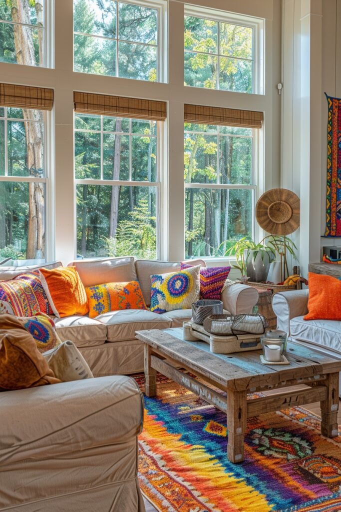 Vibrant Tie-Dye Window Accents