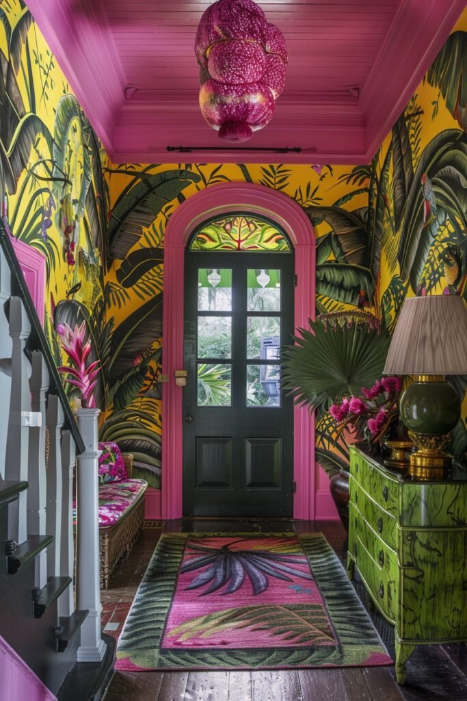 Vibrant Tropical Foyer