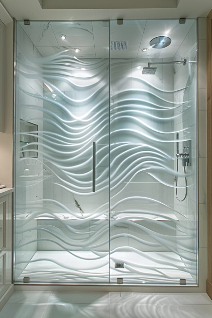 Wave Pattern Etched Glass Doors