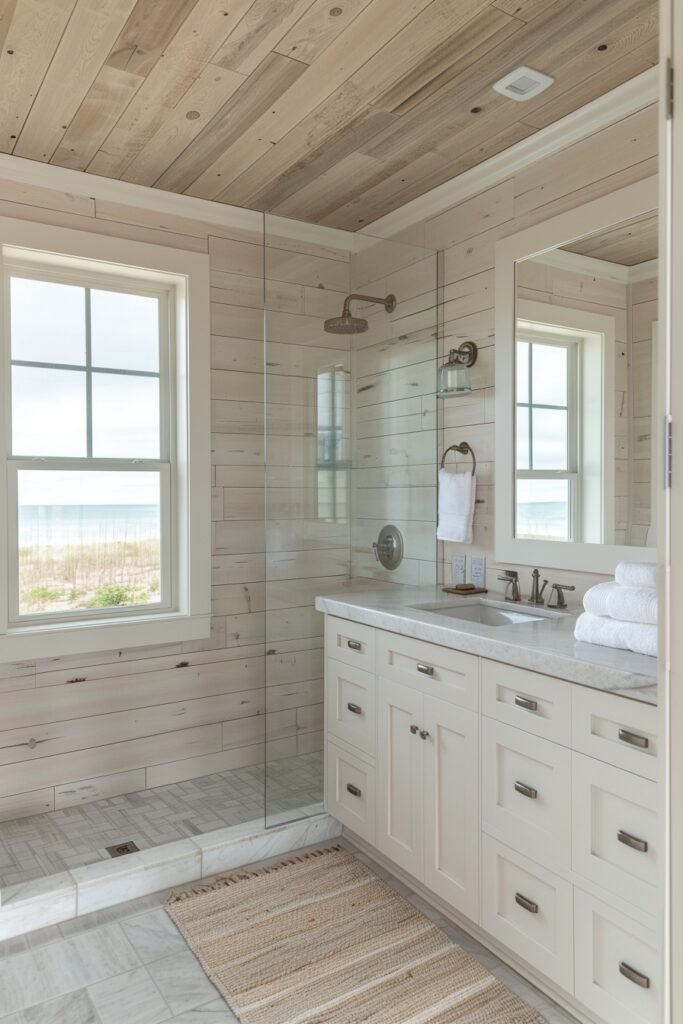 Whitewashed Wood Shower Surrounds