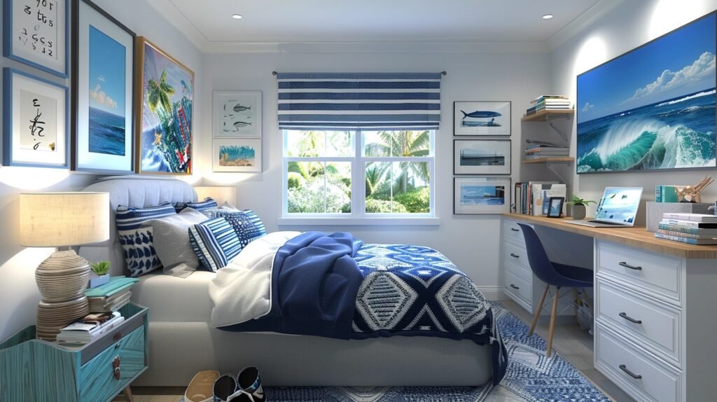 coastal preppy bedroom