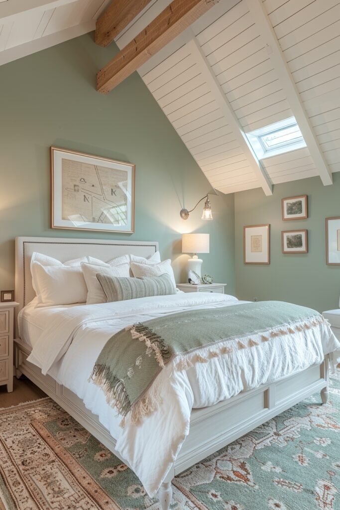 Airy Sage Green Farmhouse Bedroom