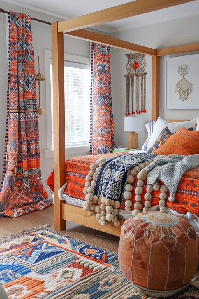 Bohemian Art Canopy Bed