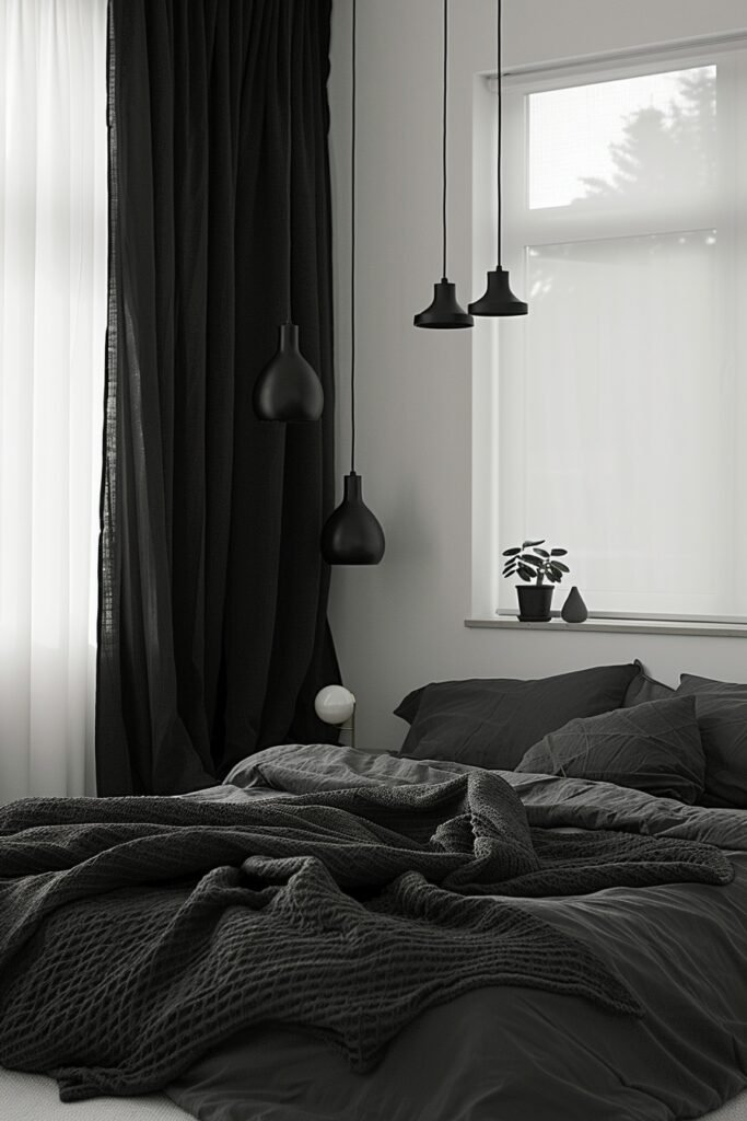 Bold Minimalist Black and White Bedroom