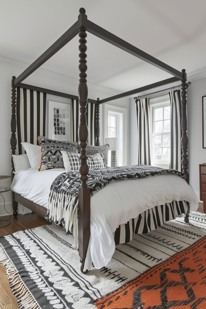 Bold Striped Canopy Bed