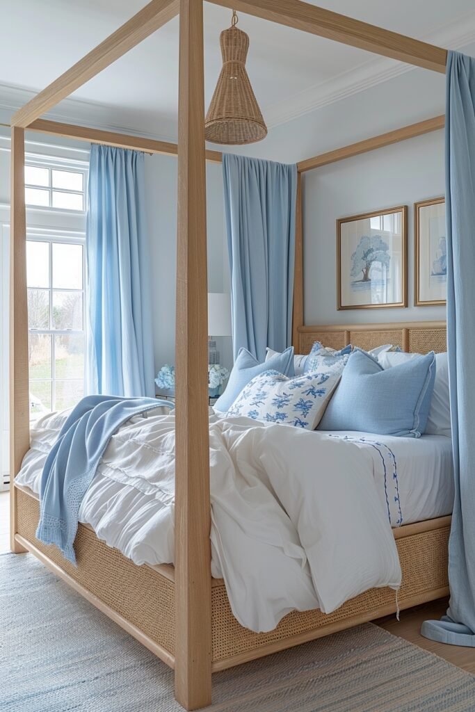 Coastal Serenity Light Blue Canopy Bed