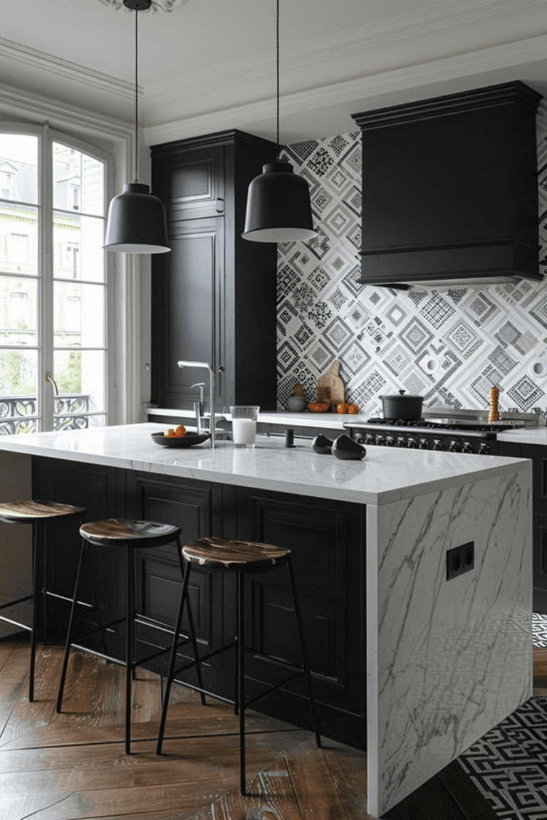 Visual Reference: 29 Black And White Modern Kitchen Ideas For A High