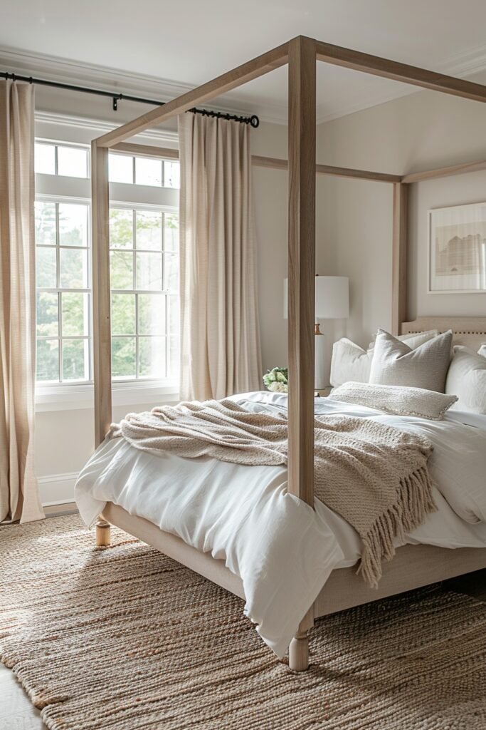 Contemporary Neutral Canopy Bed