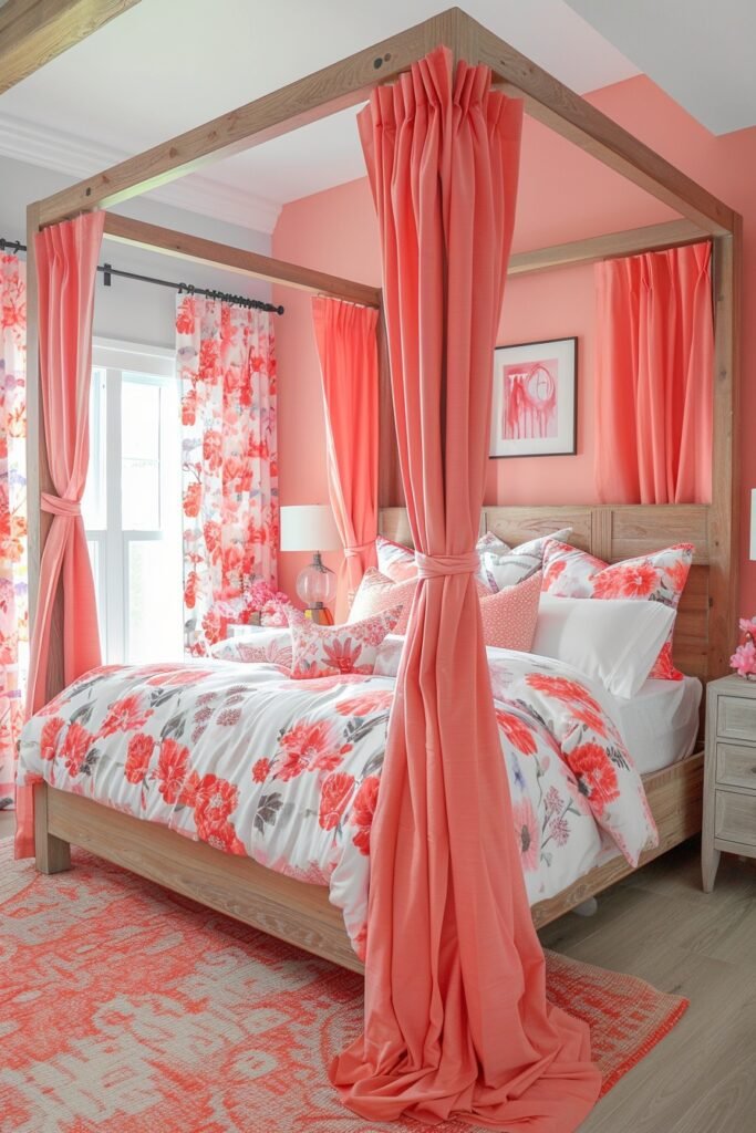 Coral Comfort Canopy Bed