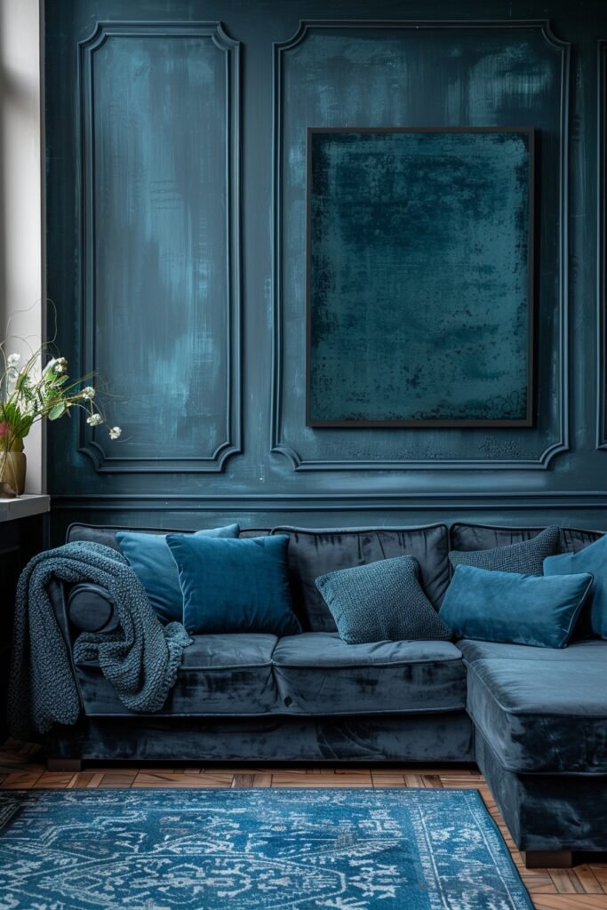 Deep Blue Calm in Dark Grey