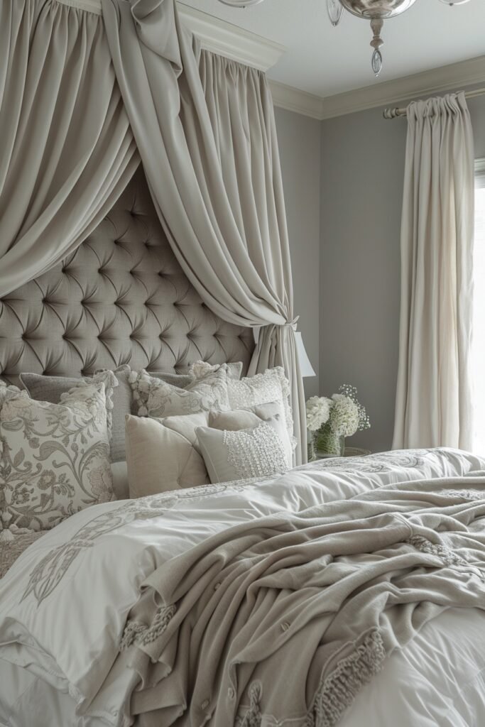 Elegant Gray Sophistication Canopy Bed