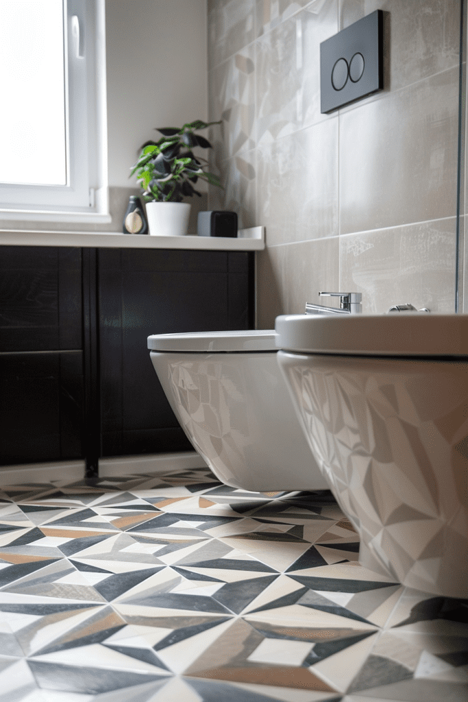 Geometrically Patterned Small Bathroom Ideas