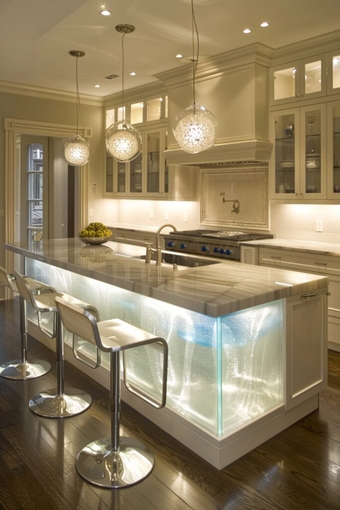 Glass Accented Sophisticated Kitchens