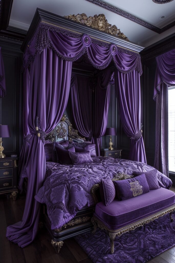 Imperial Majesty Purple Canopy Bed