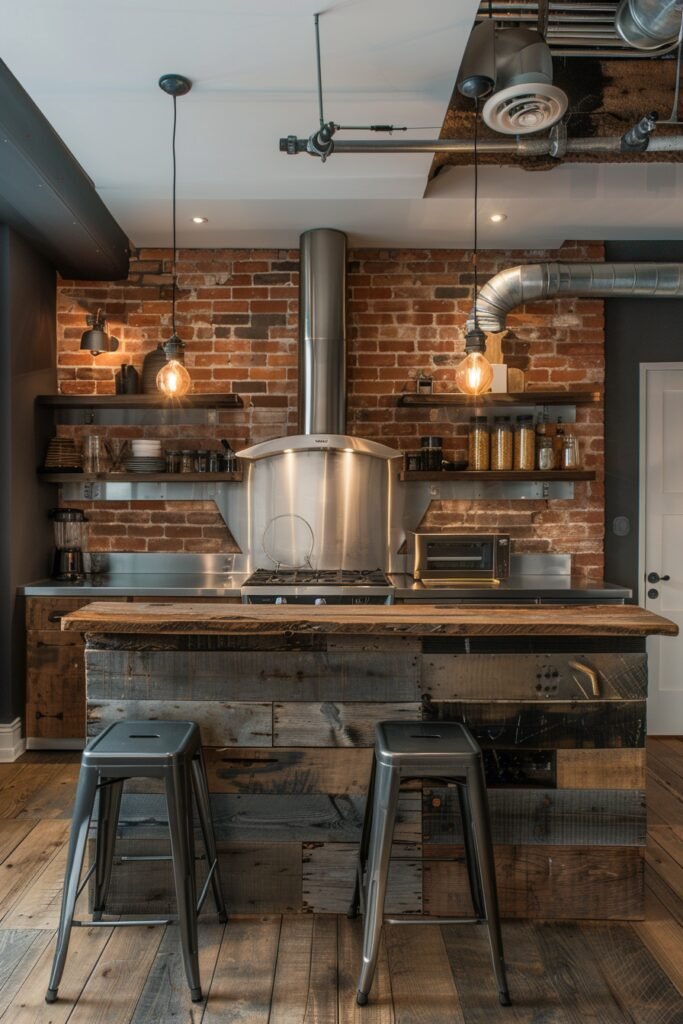 Industrial Elements in a Compact Kitchen