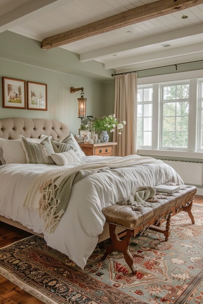 Inviting Sage Green Farmhouse Room