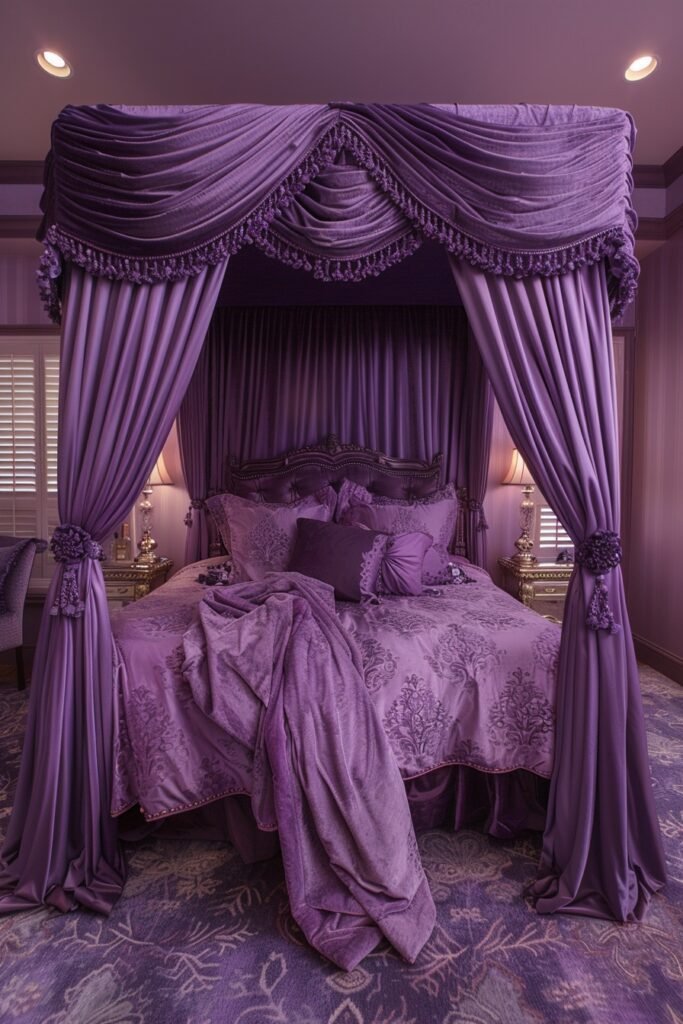 Majestic Plum Girls Bed with Canopy