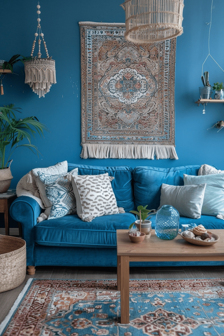 View of 29 Blue Boho Apartment Ideas: Infuse Your Space With Calm Elegance And ...