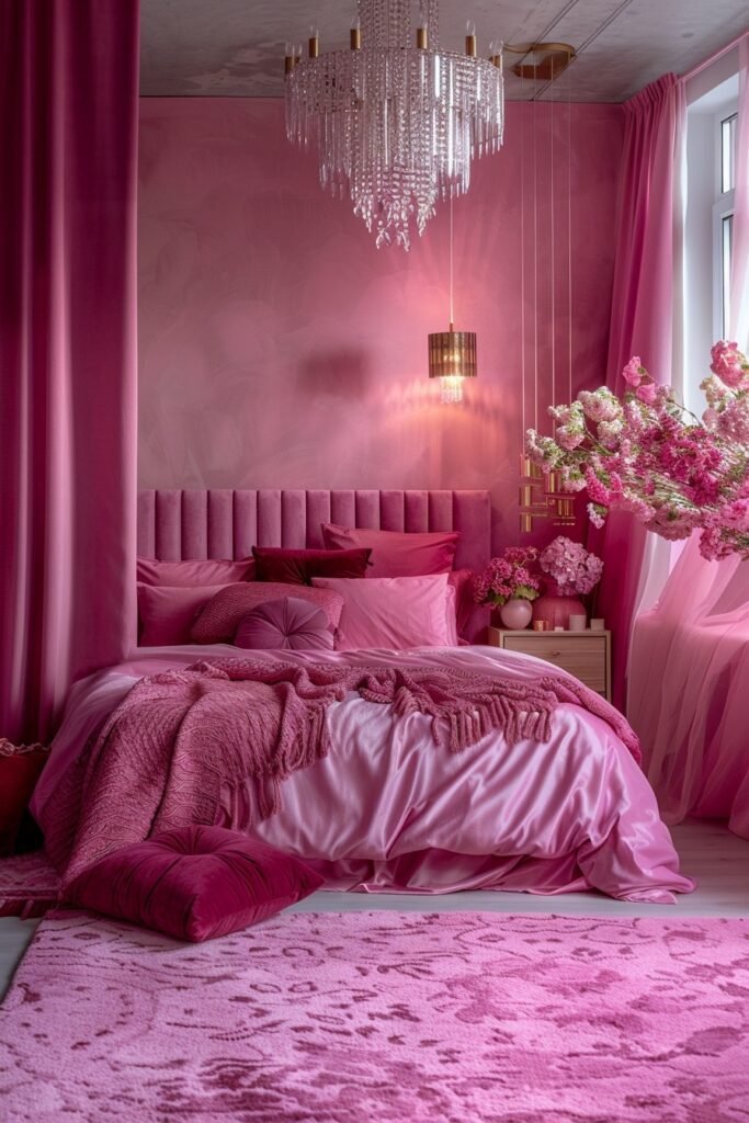 Monochrome Pink Bedrooms