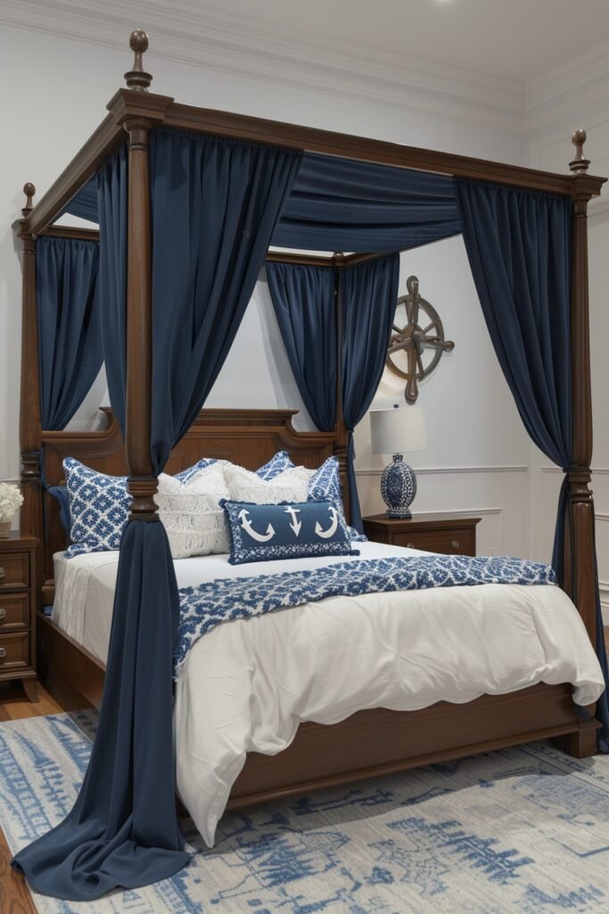 Nautical Navy Classic Canopy Bed