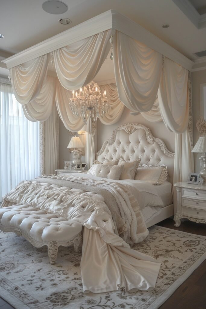 Pearlescent Elegance Canopy Bed