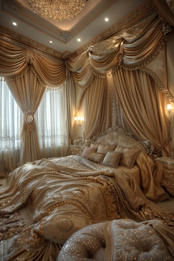 Regal Glamorous Gold Accented Bedroom