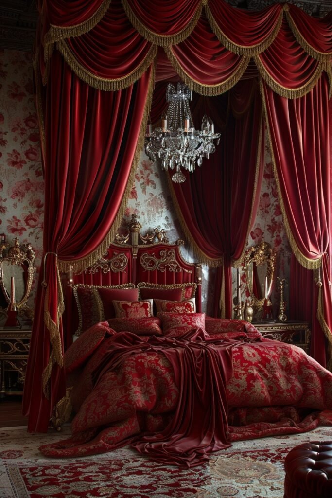 Regal Red Majesty Canopy Bed