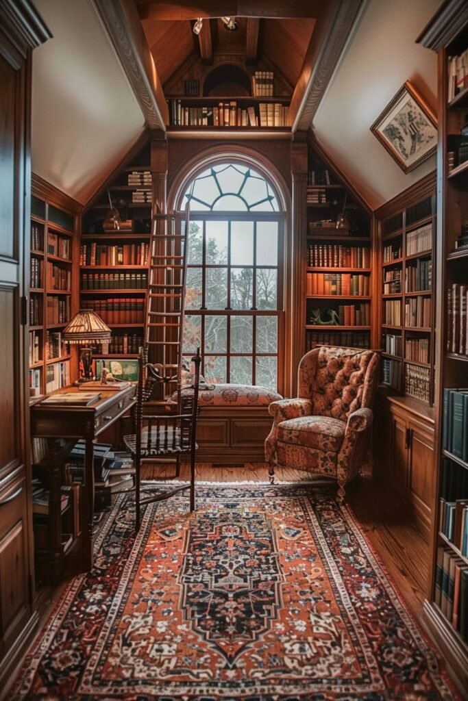 Secluded Attic Home Library