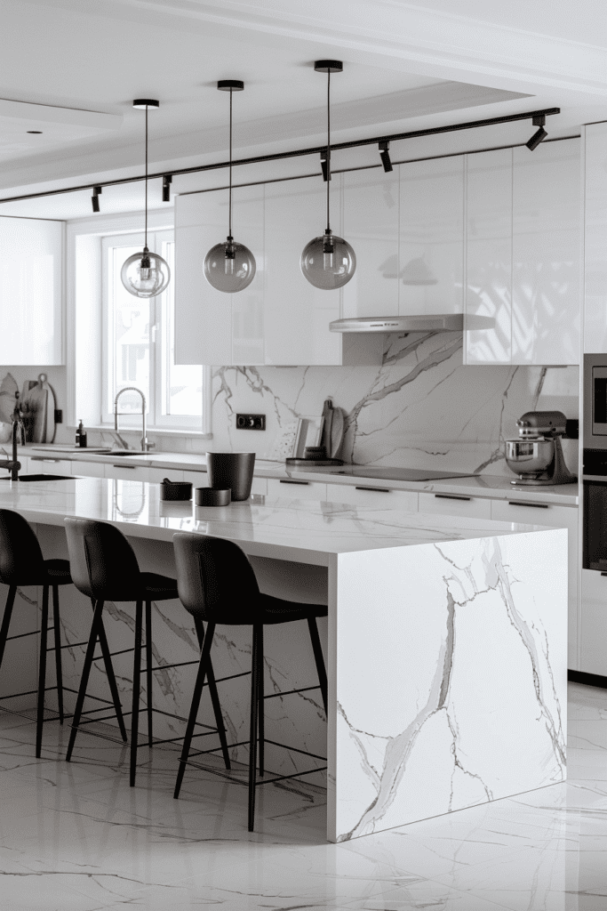 Serene White Marble Kitchen Concepts