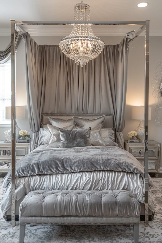 Silver Glam Canopy Bed