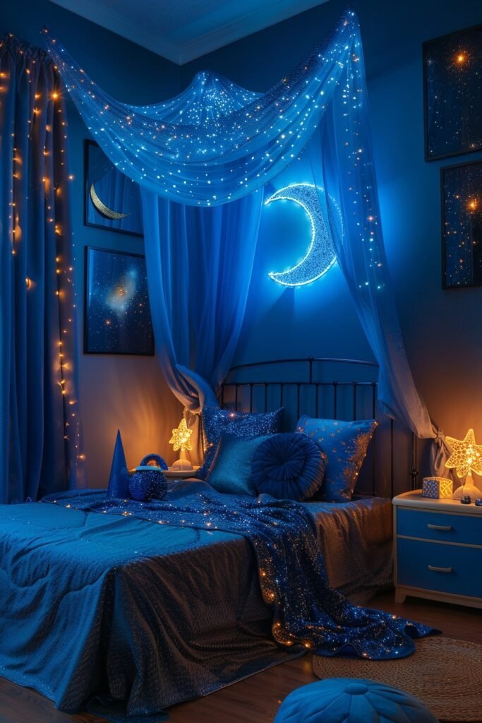 Starry Glow Girls Bed with Canopy