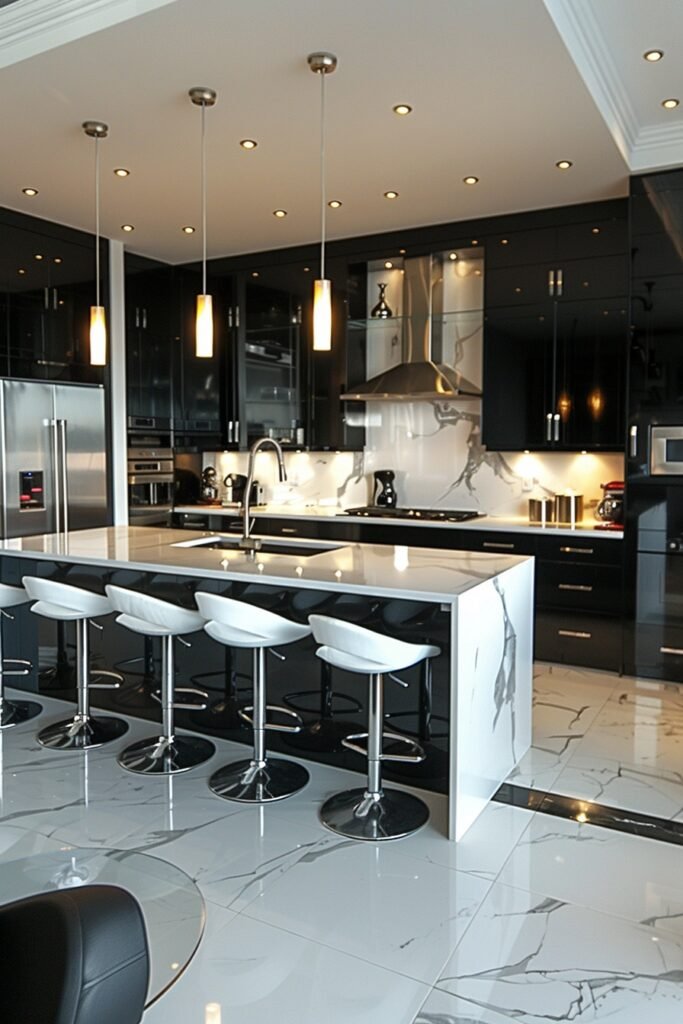 Striking Ultra-Modern Black and White Kitchens